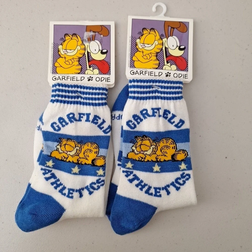 NEW Vintage GARFIELD the Cat Women's Crew Socks Size 9-11 Set Of 2